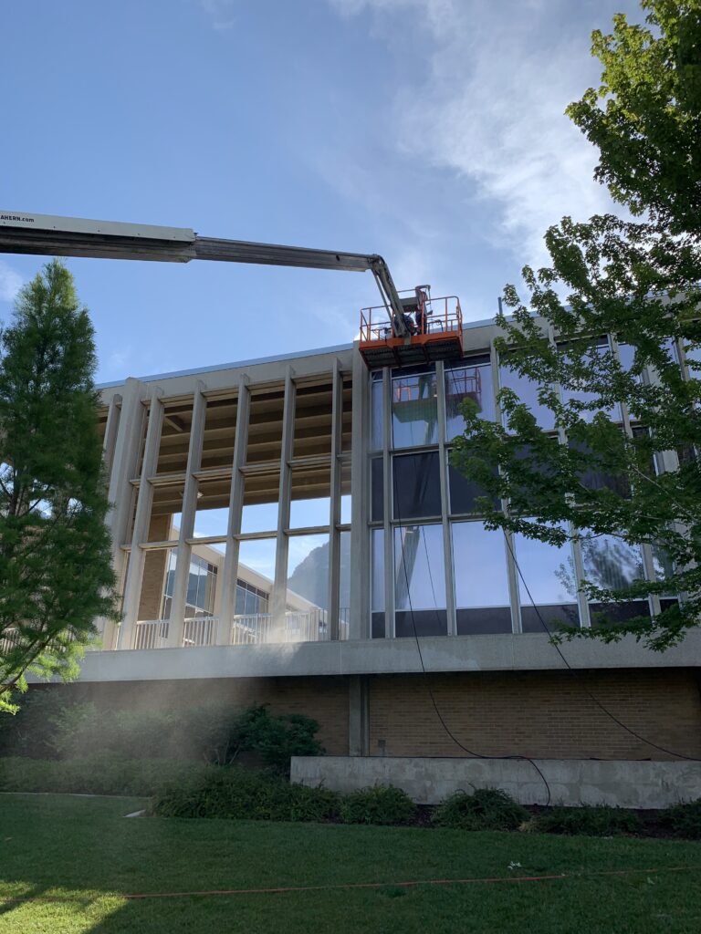 cleaning a school building