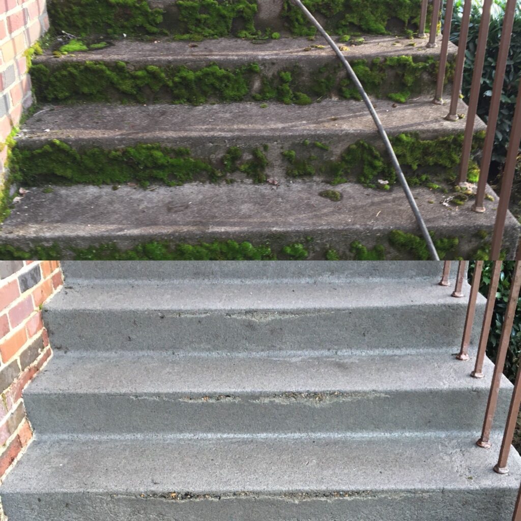 before and after pressure washing